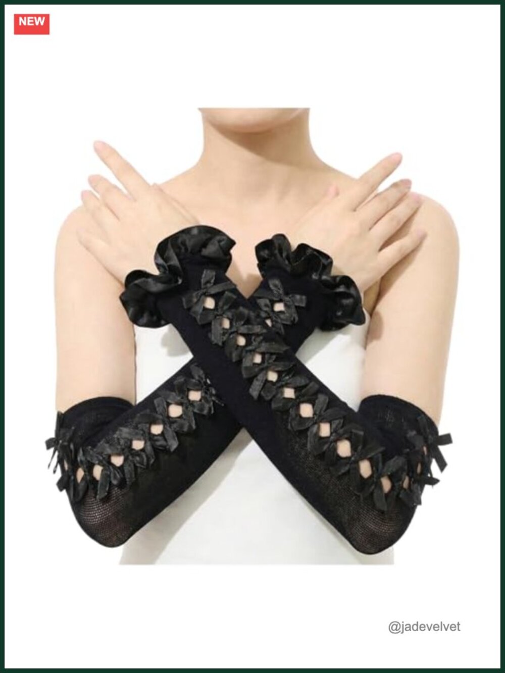 Fingerless Lace Gloves Bowtie Arm Sleeves Lolita Gothic Cosplay Wedding